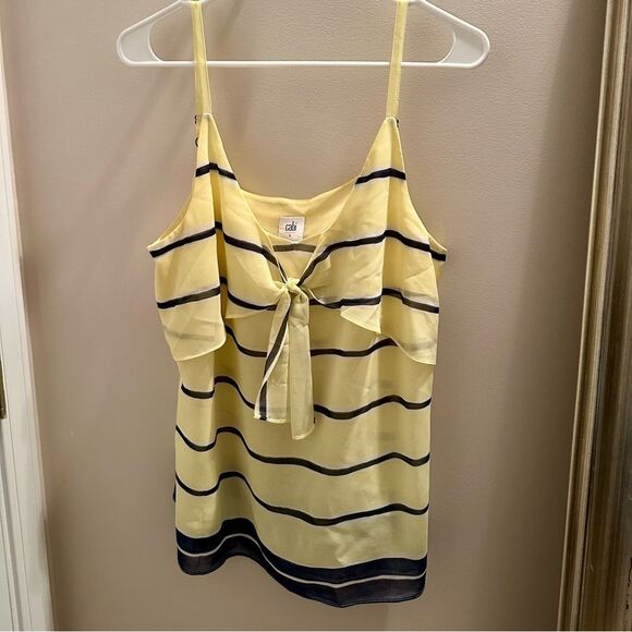 CAbi Rivera Lights Yellow and Navy Striped Camisole. - Picture 3 of 5
